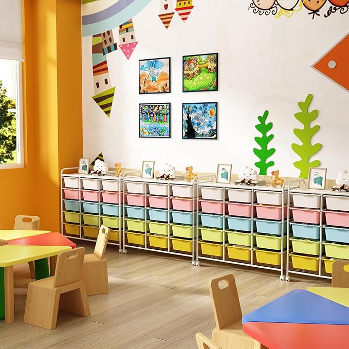 15 Drawers Rolling Cart With Wheels, Plastic Storage Drawer With Metal Frame, Multipurpose Art Craft Organizer, Utility Cart for Home, Office, School, Multicolor