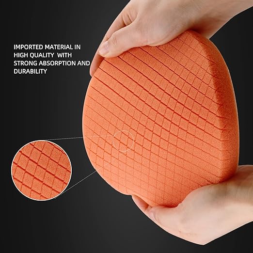 SPTA Orange Light Cut Pad, Buffing Polishing Pads, 3Pcs 5.5 Inch Face for 5 Inch 125mm Backing Plate Compound Buffing Sponge Pads for Car Buffer Polisher Compounding, Polishing and Waxing -X00224Y6O3