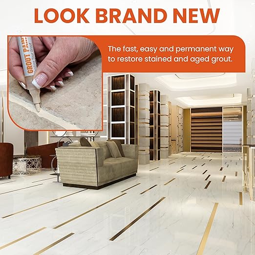 Grout Pen Light Beige – Tile Grout Colorant & Sealer Pen for Bathroom, Kitchen & Shower – Water-Based, Low Odor, Quick Dry, Easy DIY Grout Repair & Touch Ups