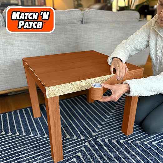 MATCH 'N PATCH Realistic Wood Grain Repair Tape - Durable Multi-Use Adhesive Tape for Furniture, Floors, Cabinets, Windows, Doors, RV, Home Decor & DIY Projects - Wheat Maple, 2.25 in x 15 feet