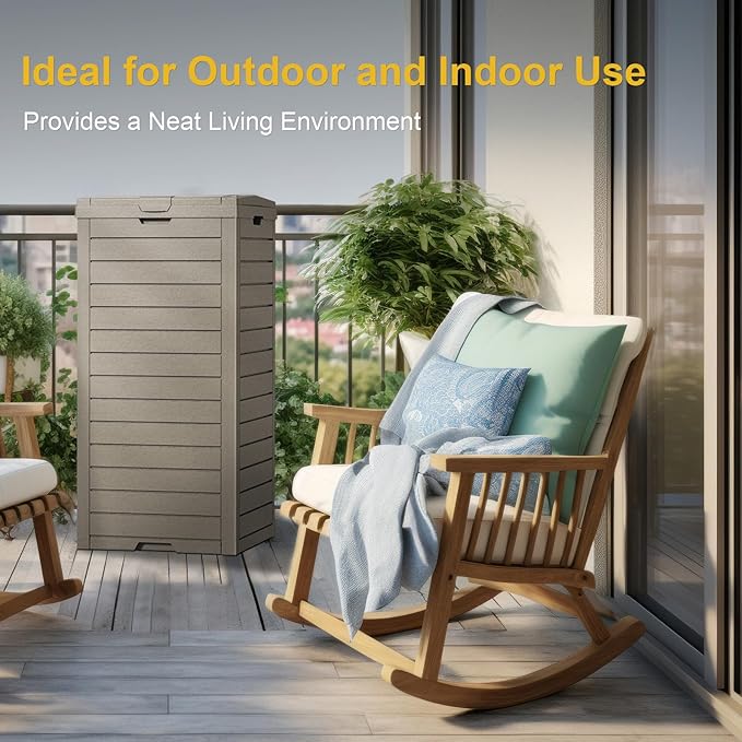 31-Gallon Outdoor Trash Can with lid, Waterproof, UV-Resistant Resin Garbage Can, Lockable Lid and Drip Tray, Animal-Proof, for Patio, Kitchen, Backyard and Deck