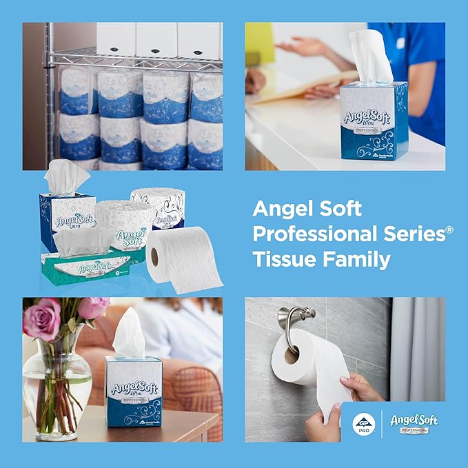 Georgia-Pacific Angel Soft Professional Series 2-Ply Facial Tissue (48580), 100 Sheets Per Box, 30 Tissue Flat Boxes Per Bulk Case