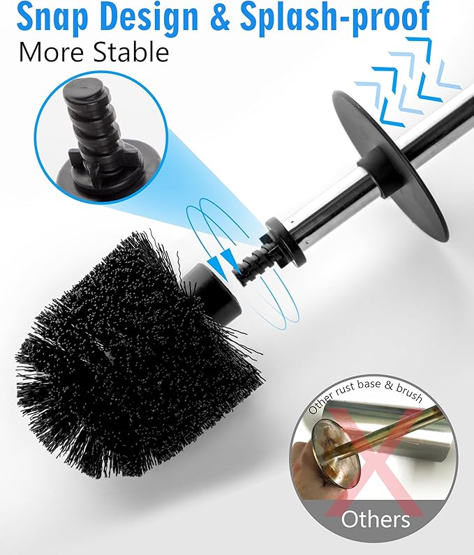 2 Pack Toilet Bowl Cleaning Brush Set for Bathroom, No Assembly and No Scratching Toilet Bowl, 304 Anti-Rust Handle