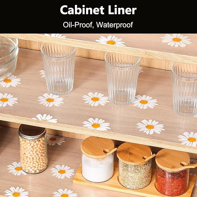 INNOLITES Shelf Liners for Kitchen Cabinets, Non Adhesive Drawer Cabinet Liner, Waterproof Oil-Proof Non-Slip Shelf Liner for Kitchen Pantry Refrigerator 23.6" x 236"