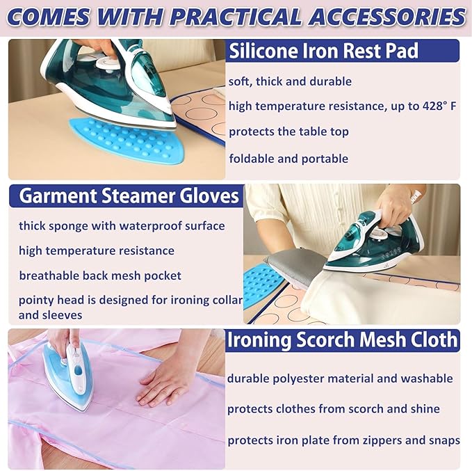 Portable Ironing Mat for Table Top Iron Pad for Countertop Thick Ironing Blanket Over The Door Steamer Pad Washer Dryer Heat Resistant Mat Travel Ironing Board (Large 47.2"x23.6")