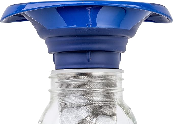 Kitchen Canning Funnel – Collapsible Silicone Food Funnel for Wide Mouth and Regular Mason Jars – Flexible Use for Coffee, Liquid, Jam, Cooking, Baking, Crafts - Blue