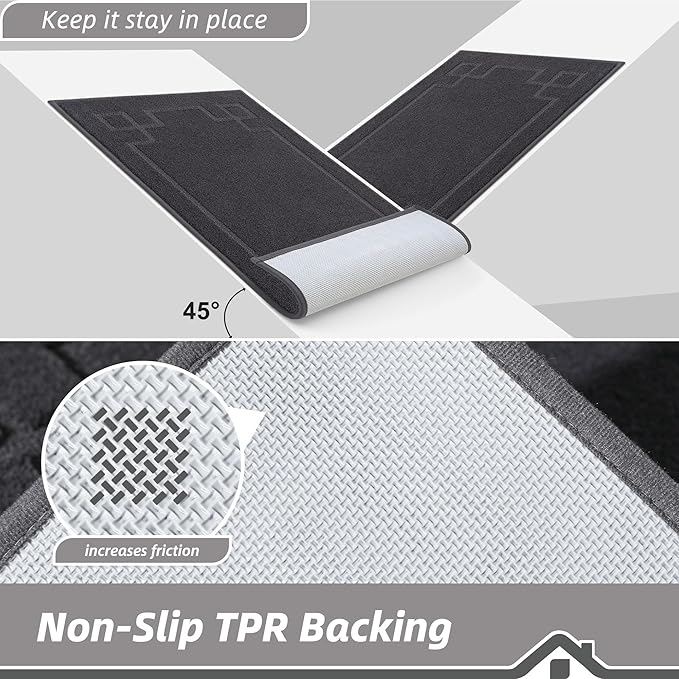 BEQHAUSE Door Mat 24" x 36", Non-Slip Door Mats Indoor Entryway Rugs Washable Low-Profile Absorbent and Stain Resist Floor Mats, Dog Door Mat for Front Back Door, Muddy Wet Shoes & Paws, Dark Grey