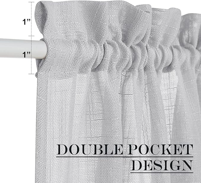NICETOWN Side Door Curtains for Small Window, Rod Pocket French Window Curtains Light Filtering Sidelight Curtain for Front, 36W X 40L Sheer Door Shade with Tieback, 1 PC, Light Grey