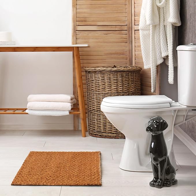Black Labrador Ceramic Toilet Brush Holder with Plastic Brush Set by Allure Home Creation