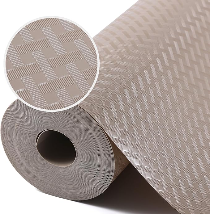 Shelf Liners for Kitchen Cabinets, Waterproof and Oil-Proof Kitchen Cupboard Liner, Refrigerator Liners and Plastic Drawer Mats EVA Non Adhesive Shelves, Fridge - Beige 17.5 x 236.2 Inches x 2 Rolls