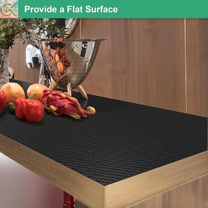 Self-Adhesive Shelf Liner Kitchen Liner, Waterproof Backed Paper Easy Peel and Stick Contact Liner Without Residue for Decor Your Desk Surface, Kitchen Countertops (Black, 11.8 x 393.7 inches)