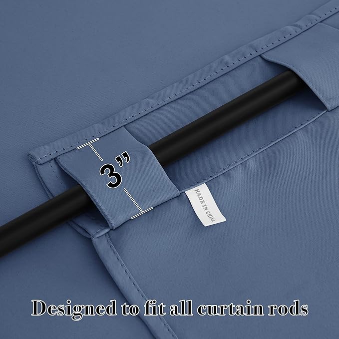 RYB HOME Bathroom Curtains Blackout - Thermal Insulating Privacy Small Window Curtains Short for Bedroom Basement Kitchen Kids Nursery Cabinet, Wide 42 x Long 30 inches, 2 Panels, Stone Blue