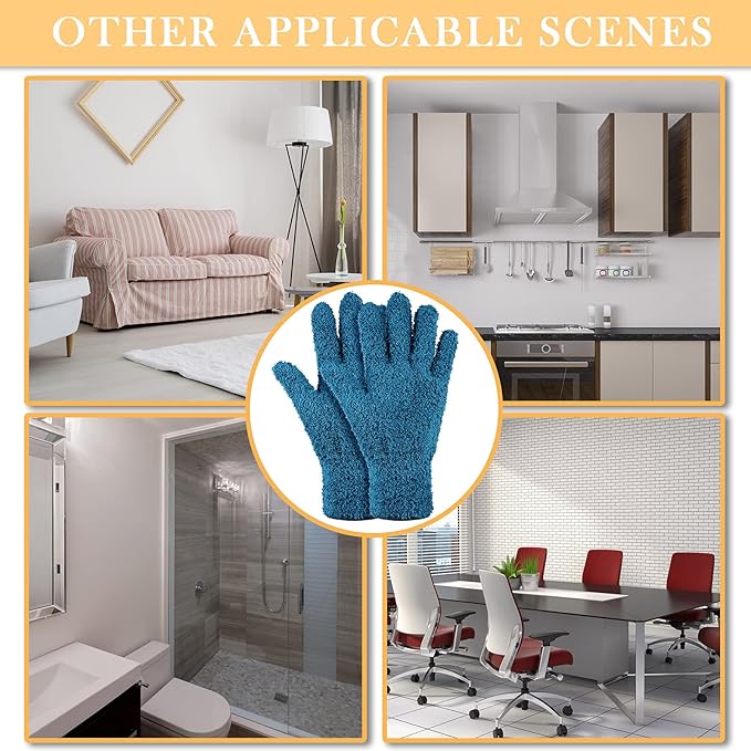 Patelai 3 Pairs Microfiber Plant Dusting Gloves Leaf Cleaning Gloves for Indoor Plants, Blinds, Furniture, House(Small,Dark Blue, Gray, Khaki)