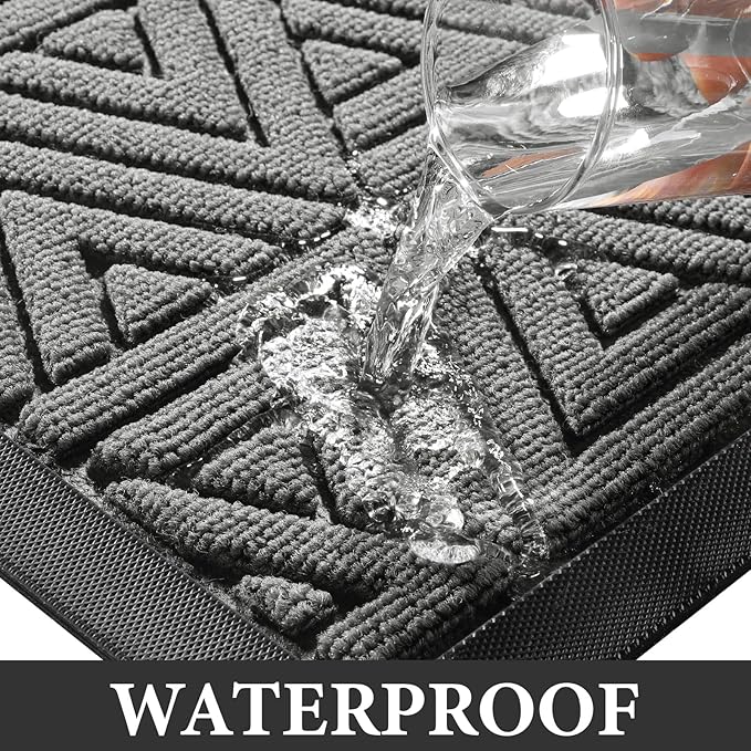 Yimobra Front Door Mat Outside Entrance 72 x 24, Waterproof and Washable Outdoor Mat, Non Slip Rubber Backing, Heavy Duty Welcome Matt for Home Entry Floor Porch Garage Office, Low Profile, Grey