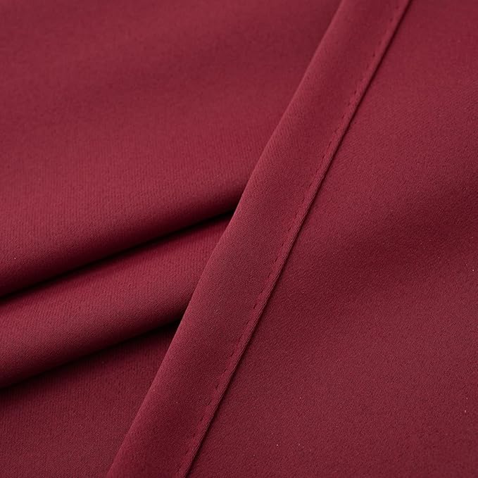 Pickluc Cafe Curtain 30 Inches Long, Rod Pocket Kitchen Half Window Curtain, Short Blackout for Small Window, 2 Panels, 30" Wide and 30" Length, Burgundy Red
