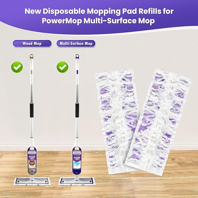 40 Pack Power Mop Pad Refills for Swiffer Power Mop Refills Pads Multi-Surface, Disposable PowerMop Refills Pads Replacement Spray Mopping Kit for Floor Cleaning