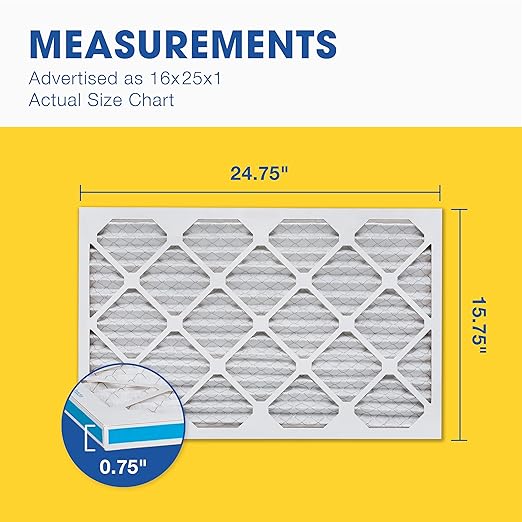 Aerostar 16x25x1 MERV 8 - 4 Count - High Efficiency Pleated HVAC, Furnace & Air Conditioner Filters - Removes Dust, Lint, Mold & Allergy-Causing Pollen