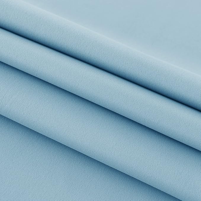 DWCN French Door Curtains – Rod Pocket Thermal Blackout Curtain for Doors with Glass Window, Kitchen and Patio Doors for Privacy, 25 X 72 Inches Long, 1 Curtain Panel with Tieback, Light Blue