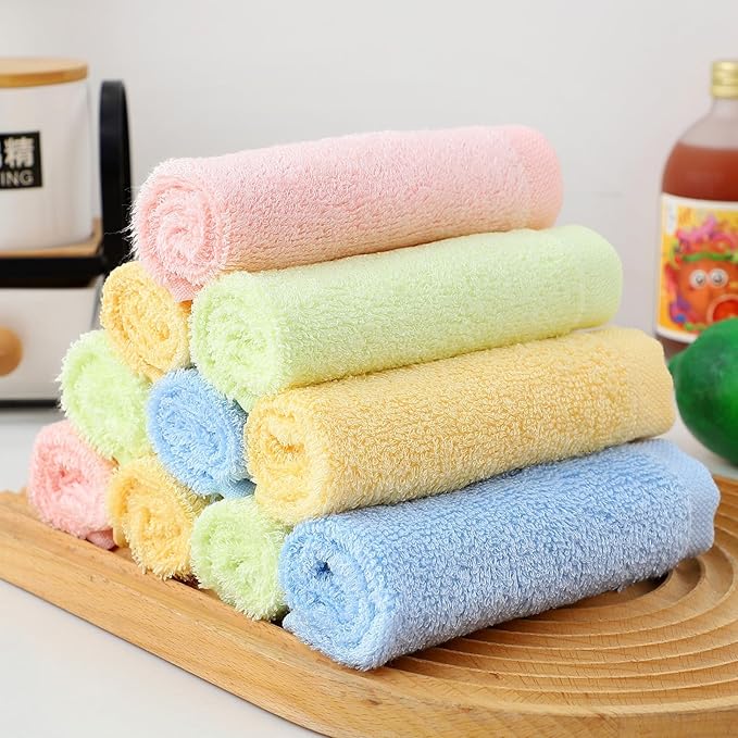 Bamboo Microfiber Cleaning Cloth-8Pcs Kitchen Wash Cloths,Wood Fiber Window Glass Rags,Micro Fiber Cloth for Cleaning Suitable for Dishes,Car Towel Rag Made From Baby Washcloths Material (green)