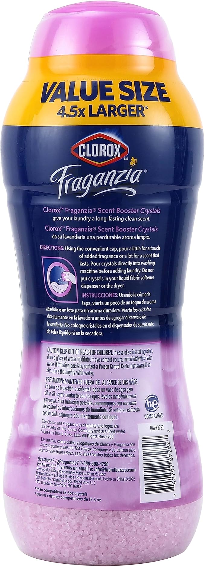 Clorox Fraganzia Laundry Scent Booster Crystals in Spring Scent - Scented In-Wash Freshener Beads for Fresh, Clean, Great Smelling Clothes and Linens, 70 Oz