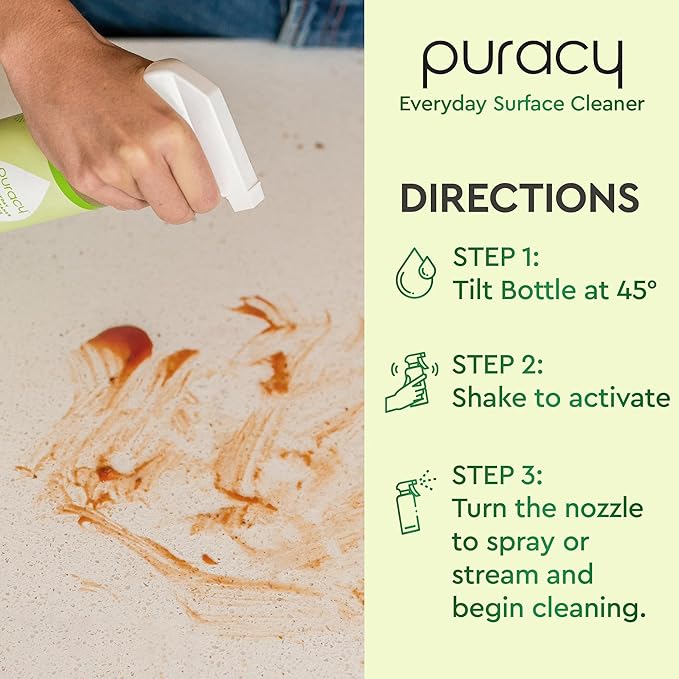 Puracy Multi-Surface Cleaner Spray - Plant-Powered Everyday Surface Cleaner - Natural All Purpose Cleaning Solution As Seen on TikTok (Green Tea and Lime Spray Bottle, 16 fl oz)