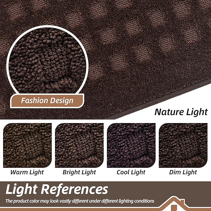 BEQHAUSE Waffle Door Mats Indoor 20"x32", Dog Mat for Muddy Paws Absorbent and Dirt Resist Floor Mats Non-Slip Washable Rugs for Entryway, Welcome Mat for Front Back Door, Muddy Wet Shoes, Dark Brown