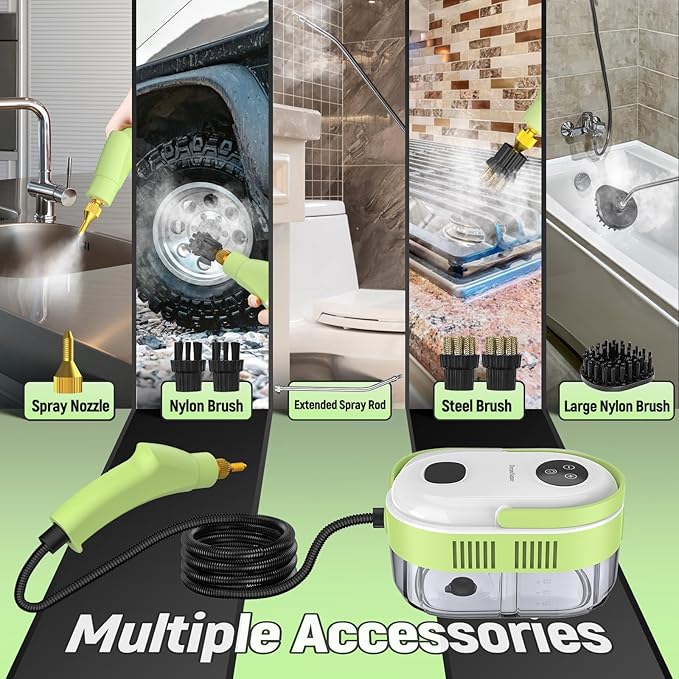 2500W Portable Handheld Steam Cleaner for Car, Large Capacity 10s Fast Heating Steamer for Cleaning with 9 Pieces Accessories, Heavy Duty Plug-and-Play Steam Cleaner for Home|Car|Kitchen|More