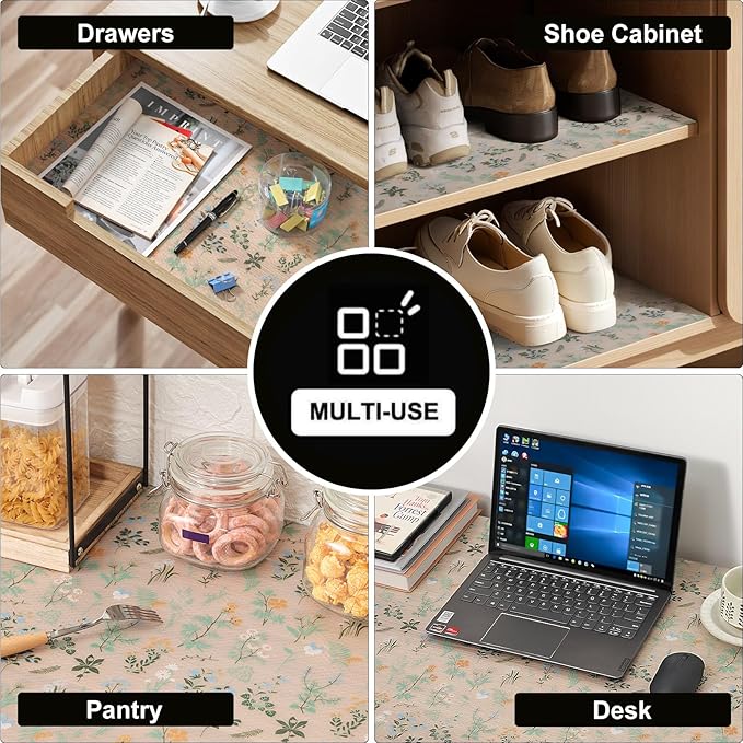 INNOLITES Shelf Liners for Kitchen Cabinets – Drawer Liner Waterproof & Oil-Proof, Non-Adhesive EVA Mat – Durable & Washable – for Shelves, Cupboard, Dresser 11.8" x 360"