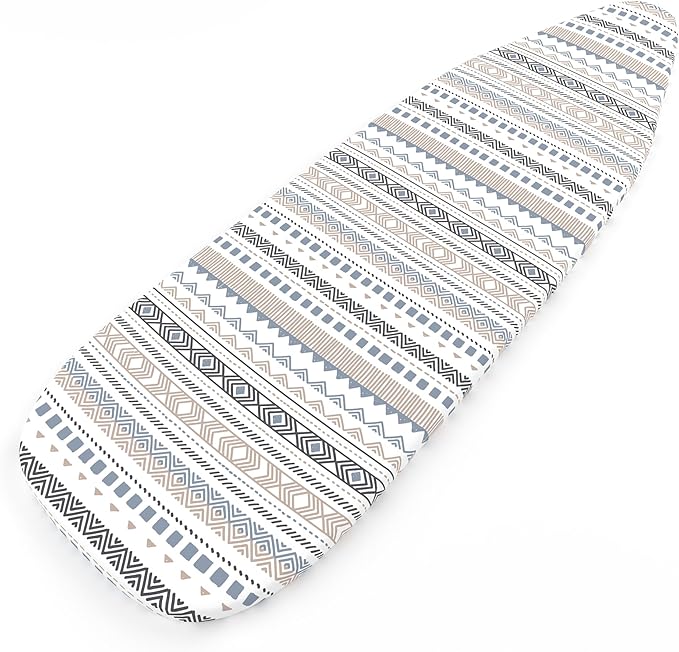 Encasa XO Ironing Board Cover and Pad 49"x18" - Thick 3mm Felt Padding, Drawstring Tightening & Lock, Easy Fit, Scorch & Stain Resistant, Fits Wide Ironing Board - Aztec