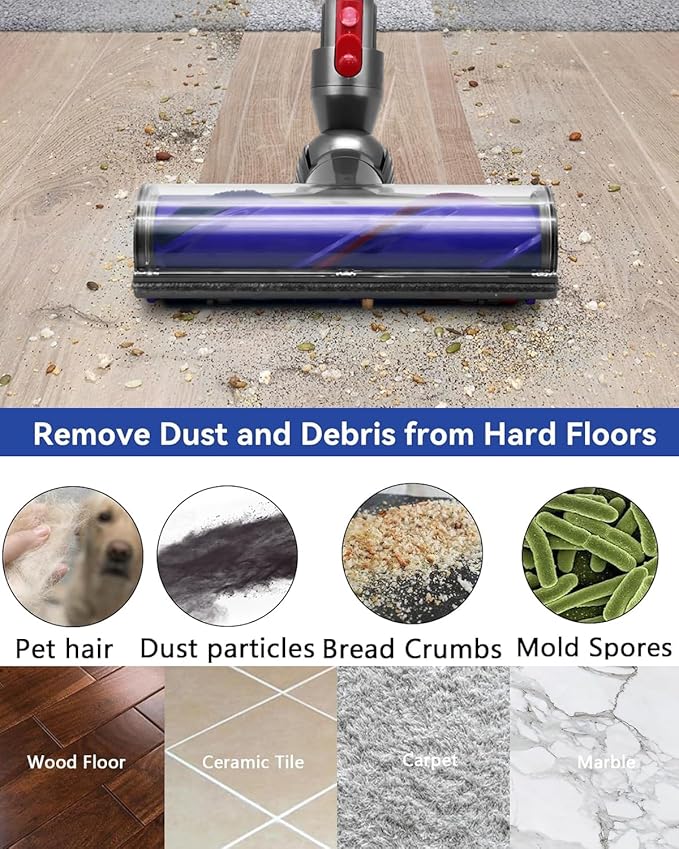 V6 Roller Brush Replacement Parts Compatible with Dyson V6 Animal Absolute Cordless Vacuum,V6 Brush Cleaning Head Accessories.Part No. 966821-01, 966084-01 (4-Prong, tip is 4.5 cm