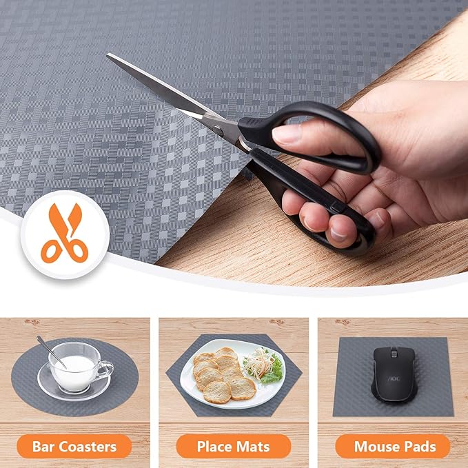 Shelf Liners for Kitchen Cabinets Refrigerator Liners Waterproof & Oil-Proof Kitchen Cupboard Liner Non-Slip Drawer Mats EVA Material Non Adhesive Fridge Liner for Shelves - Gray 17.5 x 393.7 inches