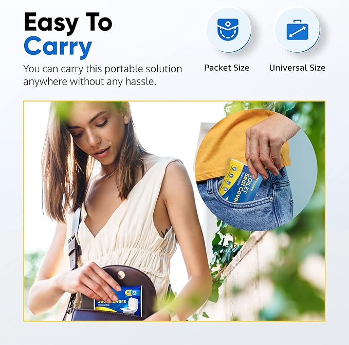 Toilet Seat Covers Disposable Flushable Travel Pack of 100 XL-Disposable Toilet Seat Covers-Biodegradable Paper-Kids Men Women Adults Toiletries-Airplane Camping Travel Essentials Accessories