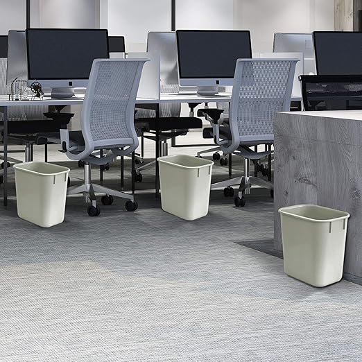 Acrimet Wastebasket, Deskside Bin, 3.25 Gallon/13 Quart/ 12 Liter (Plastic) (Light Gray Color) (Set of 4)