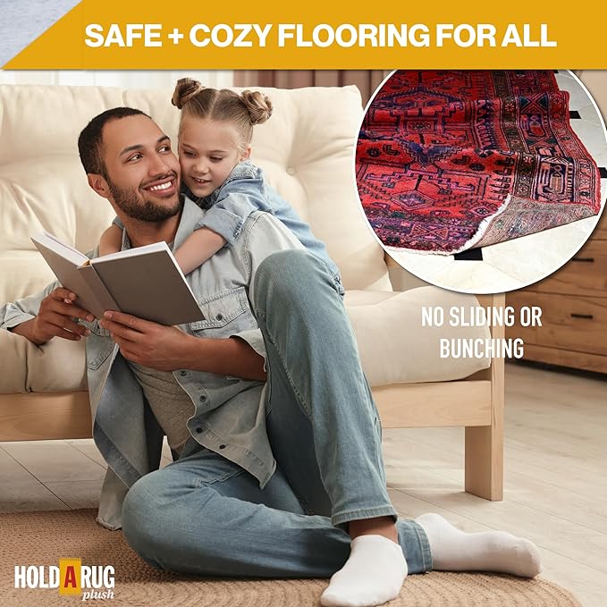 Hold-a-Rug Plush 2' x 12' Nonskid, Nonslip Rug Pad, Reversible Gripper, ¼ Thick, Safe for All Floors and Carpet, Keep Area Rugs Secure