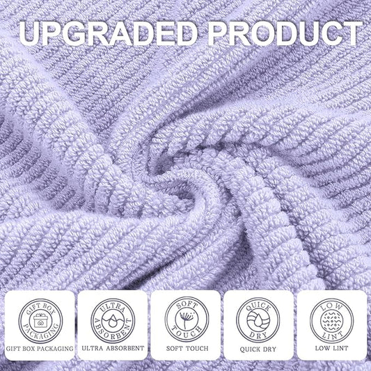 Washcloths for Showering, 6PC Large 13"x13" - Lightweight | Quick Dry | Soft | Absorbent, Thick Cotton Washcloths for Face, Purple Hand Towel Set, Lavender Face Towel for Hotel, Bathroom Essentials