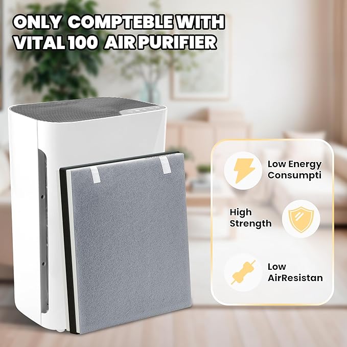 Vital 100 Replacement Filter for LEVOIT Air Purifier, 3-in-1 Pre, H13 High-Efficiency Activated Carbon Filtration System, Replace Part # Vital 100-RF, Pack of 1, By Improvedhand