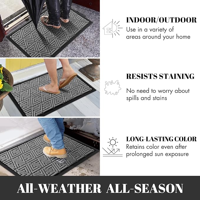Yimobra Front Door Mat Outside Entrance 72 x 24, Waterproof and Washable Outdoor Mat, Non Slip Rubber Backing, Heavy Duty Welcome Matt for Home Entry Floor Porch Garage Office, Low Profile, Grey