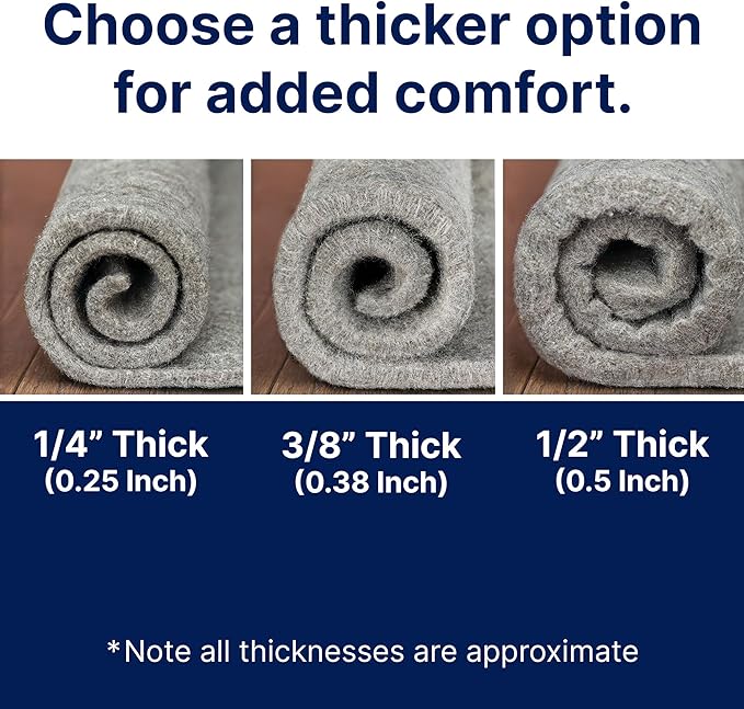 RUGPADUSA - Eco-Plush - 11'x13' - 3/8" Thick - 100% Felt - Extra Cushioned Rug Pad - Available in 3 Thicknesses, Many Custom Sizes