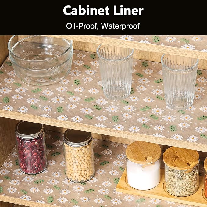 INNOLITES Shelf Liner – Cabinet & Drawer Liner Non-Adhesive – Waterproof Oil-Proof – Durable EVA with Floral for Kitchen Cabinets Refrigerator – BPA-Free, Easy to Cut 17.7" x 360"