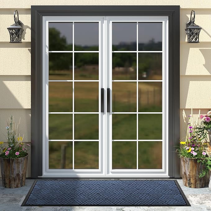 Yimobra Large Door Mat 47x24, All-Weather Waterproof Non-Slip Welcome Matt Outdoor, Heavy Duty Non Slip Doormat for Entryway for Patio and Garage Indoor, Easy Clean, Blue