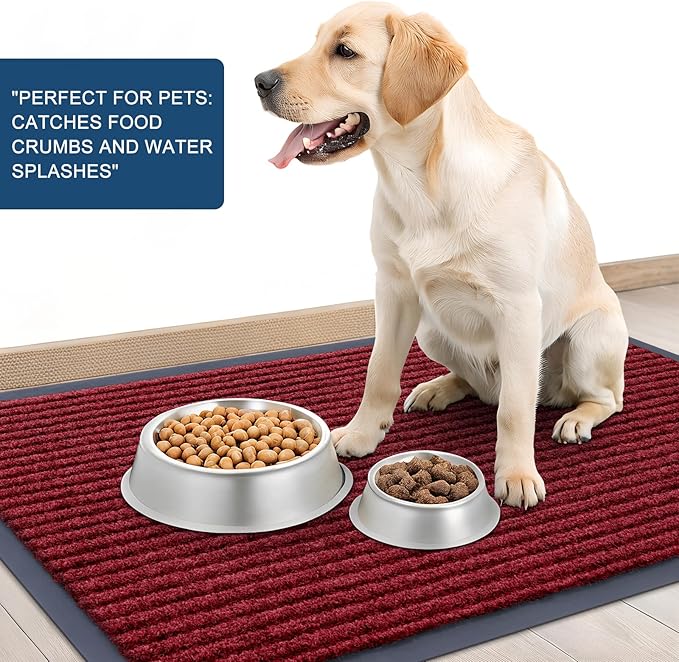 OLANLY Front Door Mat Indoor Outdoor Entrance, Waterproof Heavy Duty Doormat, Fade Resistant, Low Profile, Easy Clean Patio Porch Welcome Floor Mats for Entry, 59x24, Wine Red