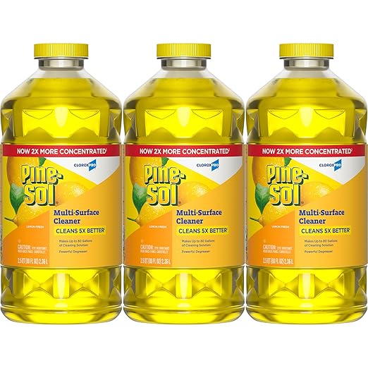 Pine-Sol Multi-Surface Cleaner, CLOROXPro, 2x Concentrated Formula, Lemon Fresh, 80 Fl Oz, Pack of 3