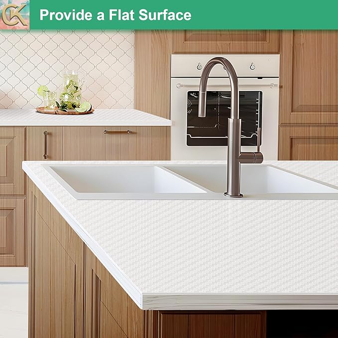 Self-Adhesive Shelf Liner Kitchen Liner, Waterproof Backed Paper Easy Peel and Stick Contact Liner Without Residue for Decor Your Desk Surface, Kitchen Countertops (White, 11.8 x 118.1 inches)