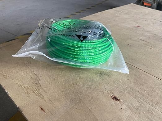 100 Ft Turnbuckles for Cables Wire, 3/16" Green PVC Coated Wire Rope Kit, Multi-use Steel Cable for Grape Vines/Clothes Line Outdoors for T Post/String Light Hanging/Garden Wire