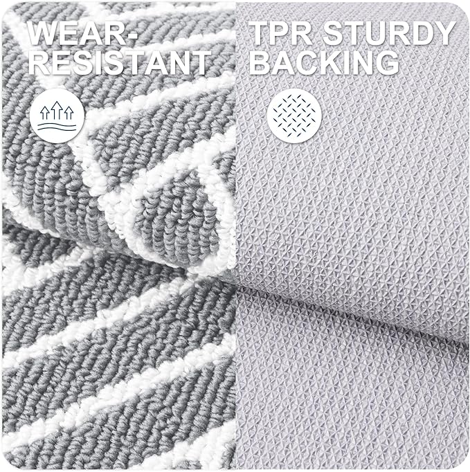 OLANLY Indoor Door Mat, 36x24 Inch, Dirt Resistant and Absorbent, Non-Slip Rubber Backing Floor Mats, Easy Clean Low-Profile Doormat for Entryway, Front Door, and Inside Entrance, Light Grey
