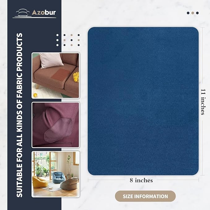 Azobur Velvet Patch,Self-Adhesive Rectangular Flannel Fabric Patch,Multicolor Available Anti Scratch Velvet 8X11 Inch Peel and Stick for Sofas, Automotive Interior, Handbags,and Pillow (Blue)