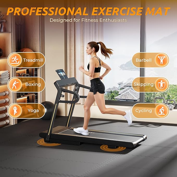 PRAISUN 0.6" Thicker Gym Mat, 6 Tiles 24 Sq Ft Workout Mats, Interlocking Foam Tiles with Rubber Top, High Density EVA Foam, Exercise Mat, Gym Flooring for Home Gym, Garage, 24 x 24in, Black