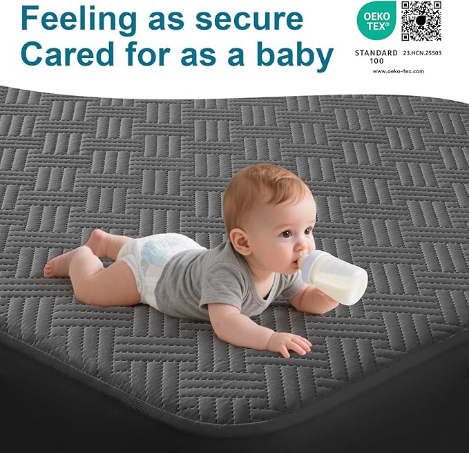 Waterproof Mattress Protector King Size - Breathable, Noiseless, Ultra-Soft Bed Cover, Mattress Pad Cover with Deep Stretchable Pockets 8"-21" (Gray)