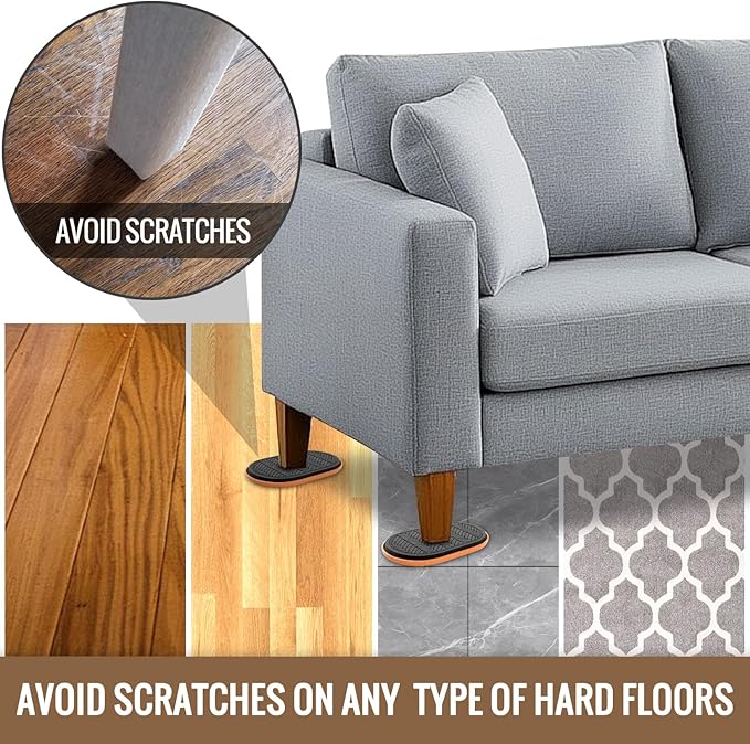 9½"x5¾ Felt Furniture Sliders for Hardwood Floors, 4PCS Oval Furniture Pads for Wood Floors, Furniture Movers for Heavy Duty Furniture, Move Furniture Easily