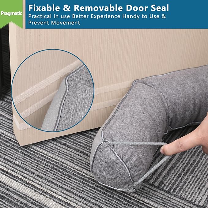 Triangular Under Door Draft Stopper 32 inch Heavy Duty Door Draft Blocker Bottom Door Seal Noise Air Door Guard for Doors and Windows, Gray